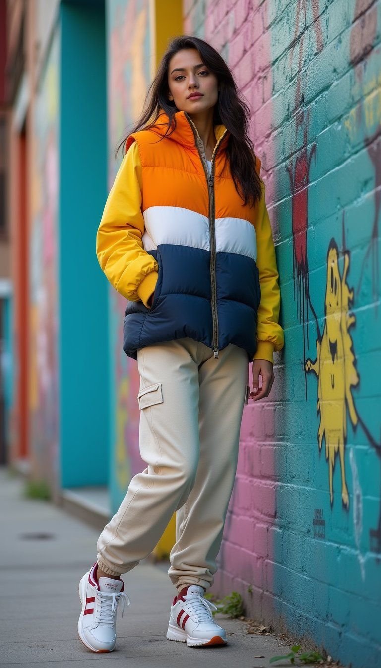 Colorblock Puffer Vest For Playful Street Style