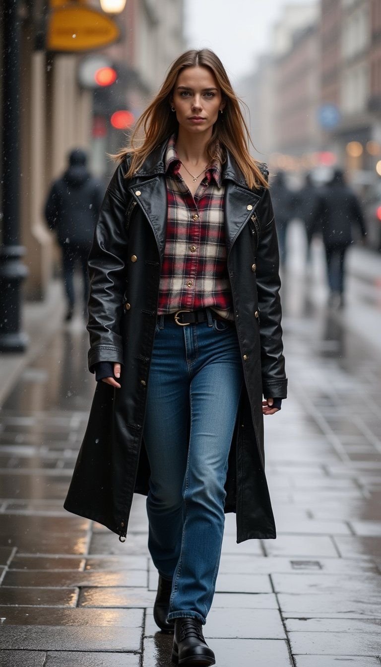 Plaid Shirt With Rainproof Structured Coat