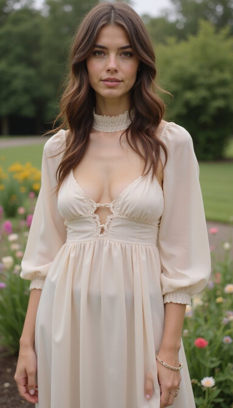 Slip Dress Combined With High-Neck Blouse Underneath