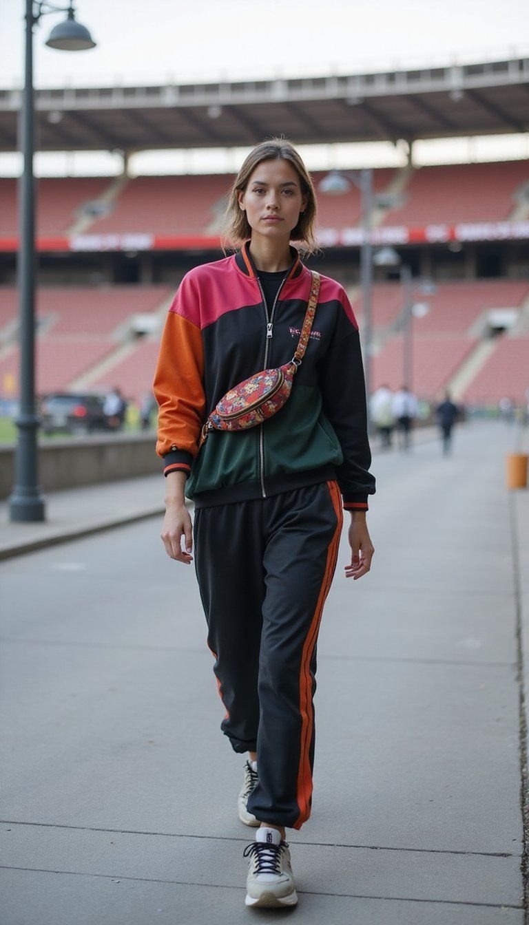 Retro Tracksuit And Chunky Sneakers Throwback Look