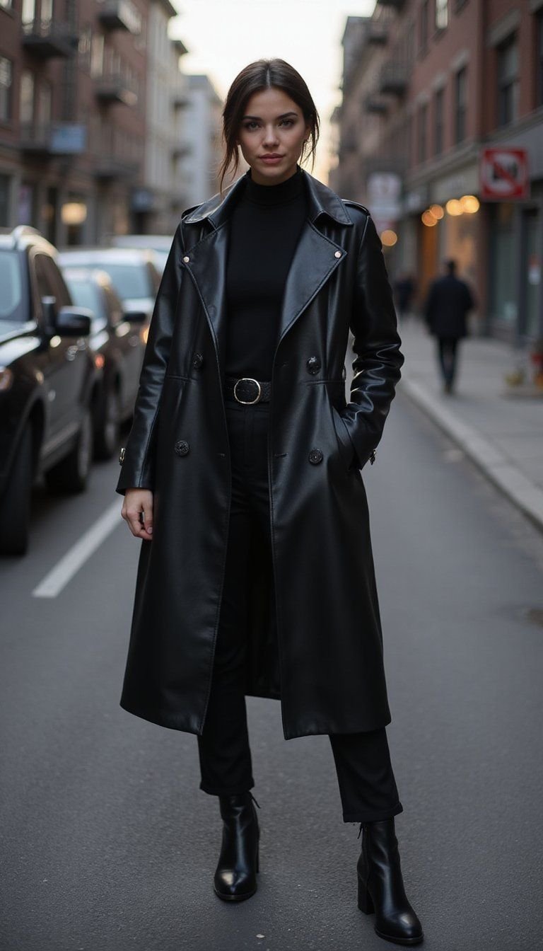 Leather Trench With All-Black Everything Edge