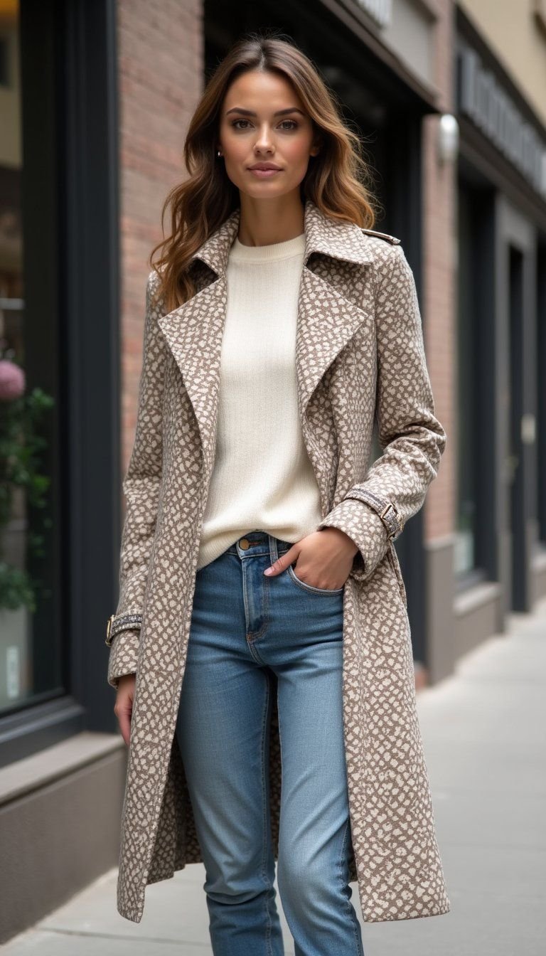 Printed Trench With Neutral Basics For Balance