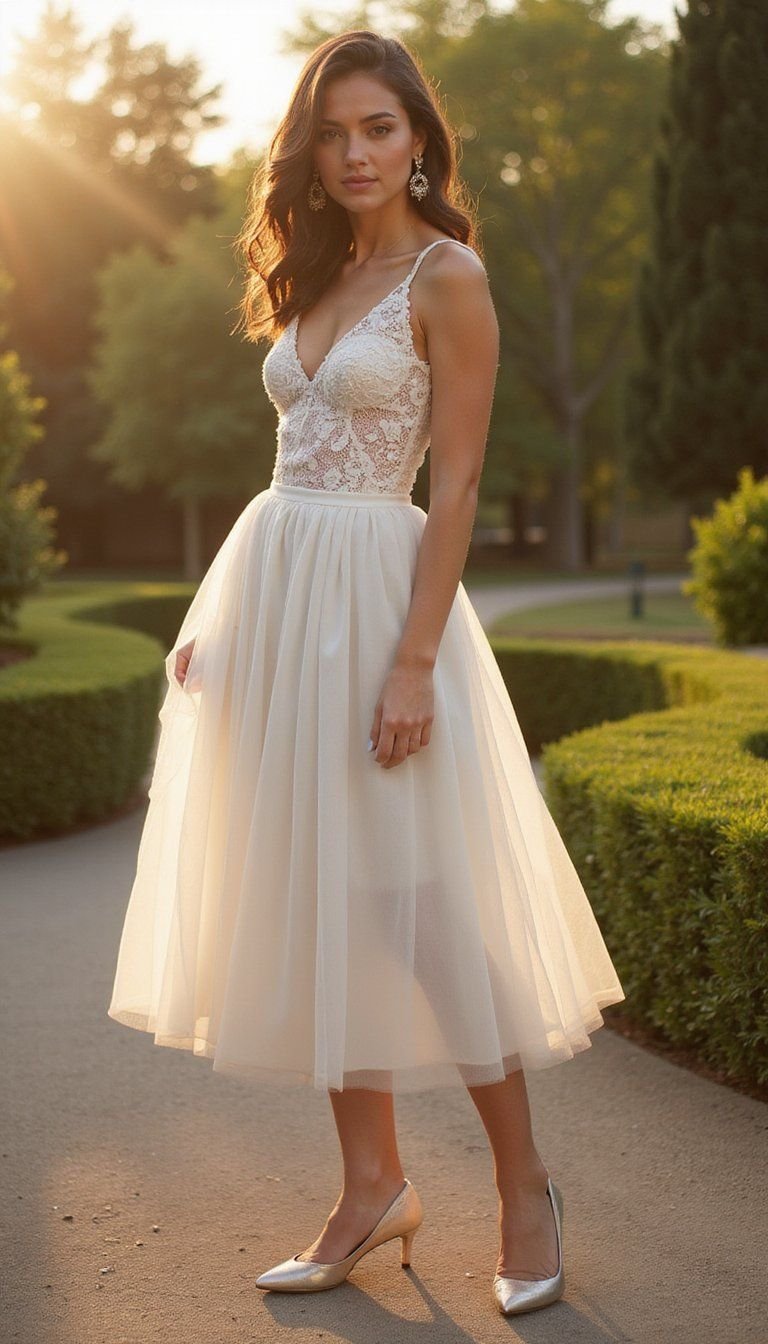 Lace Top And Tulle Skirt For Wedding Guest Glam