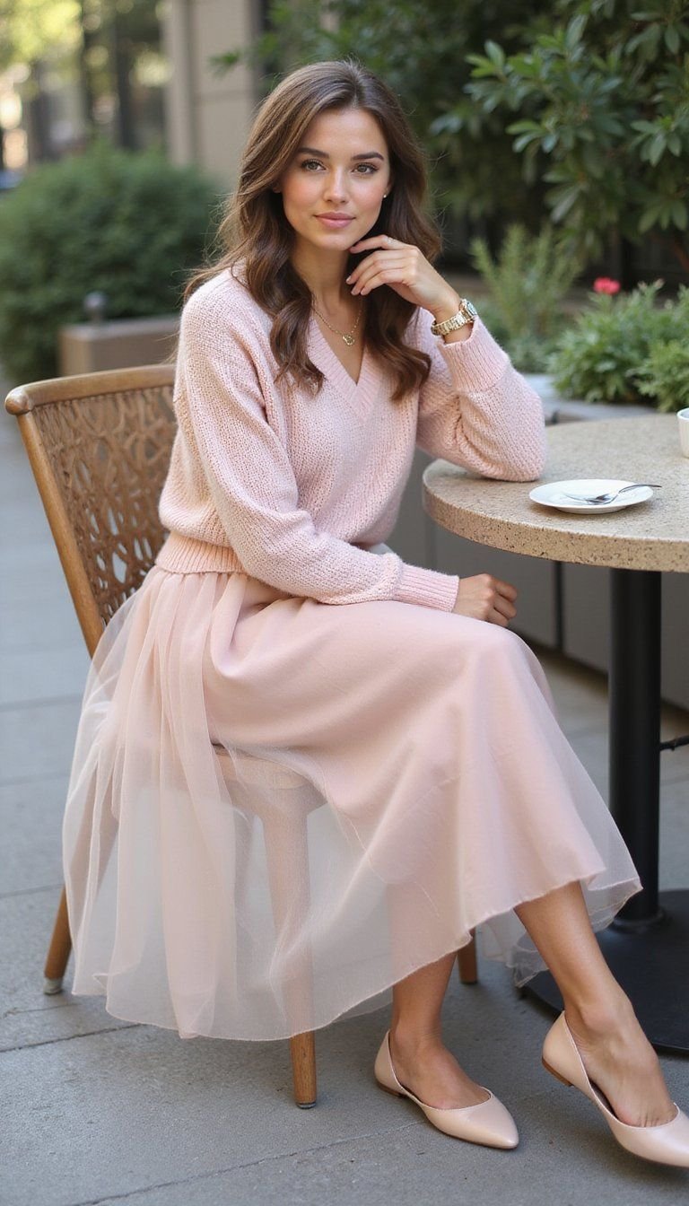 Pastel Co-Ord Set With Tulle Skirt For Brunch