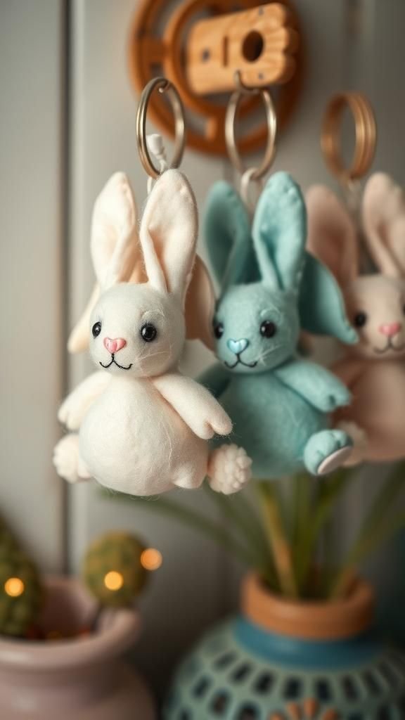 Mini felt bunny keychains for everyday sweetness
