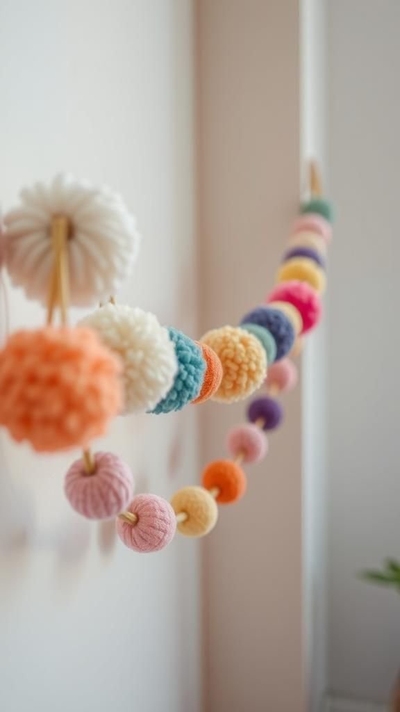 Garland of gradient pom poms for gentle color flow