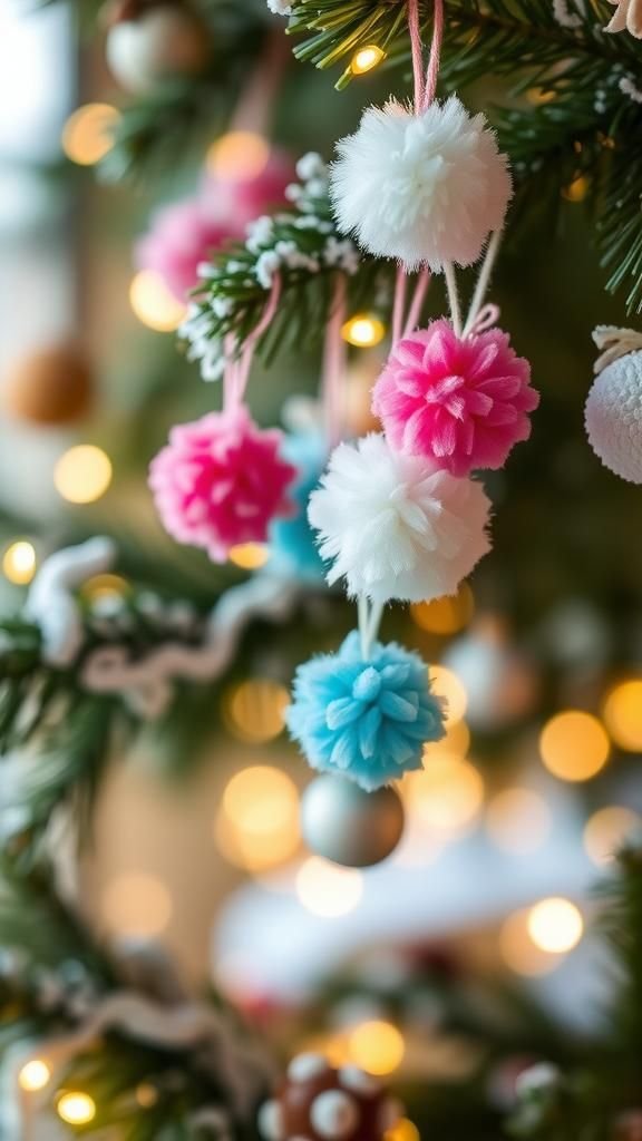 Mini pom pom ornaments for the tree