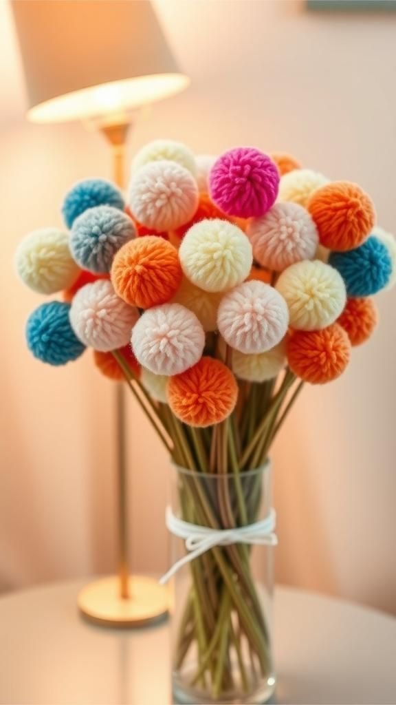 Pom pom bouquet for a faux floral arrangement