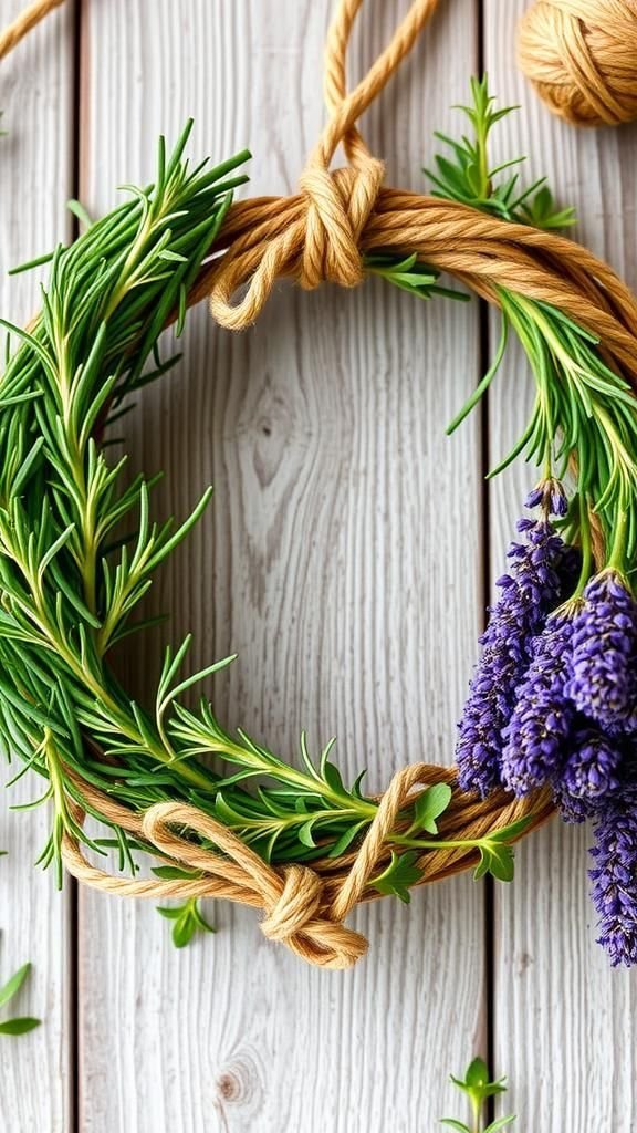 Herb-scented rosemary and lavender door wreath