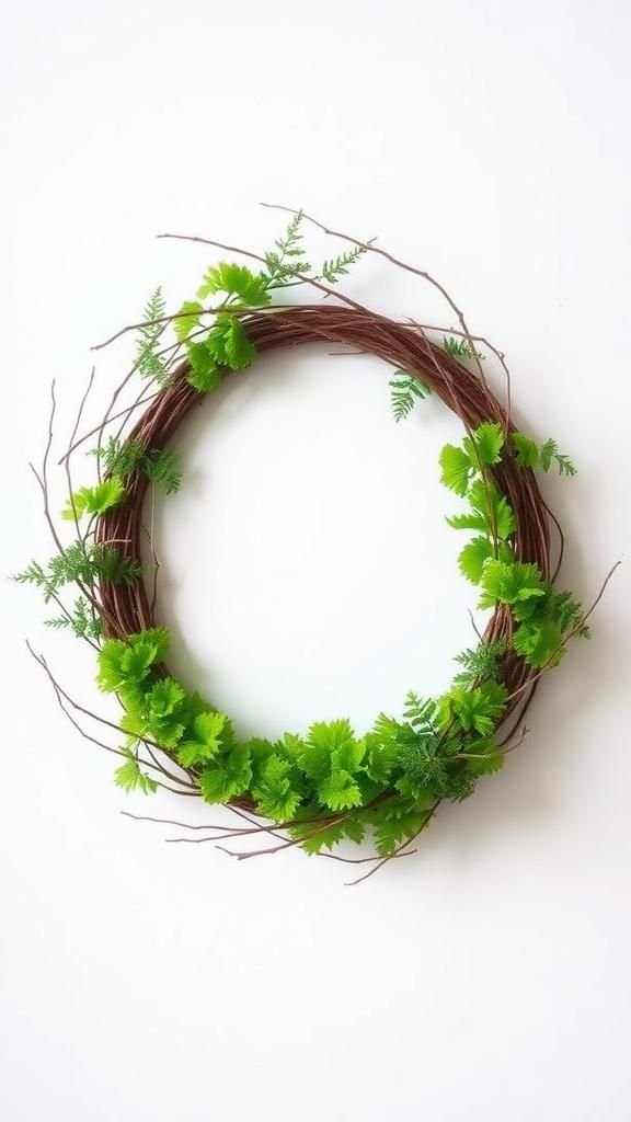Twig and moss minimalist spring wreath idea