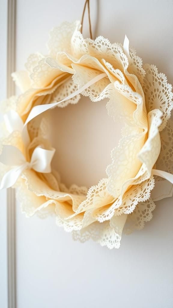 Vintage lace and doily spring wreath charm