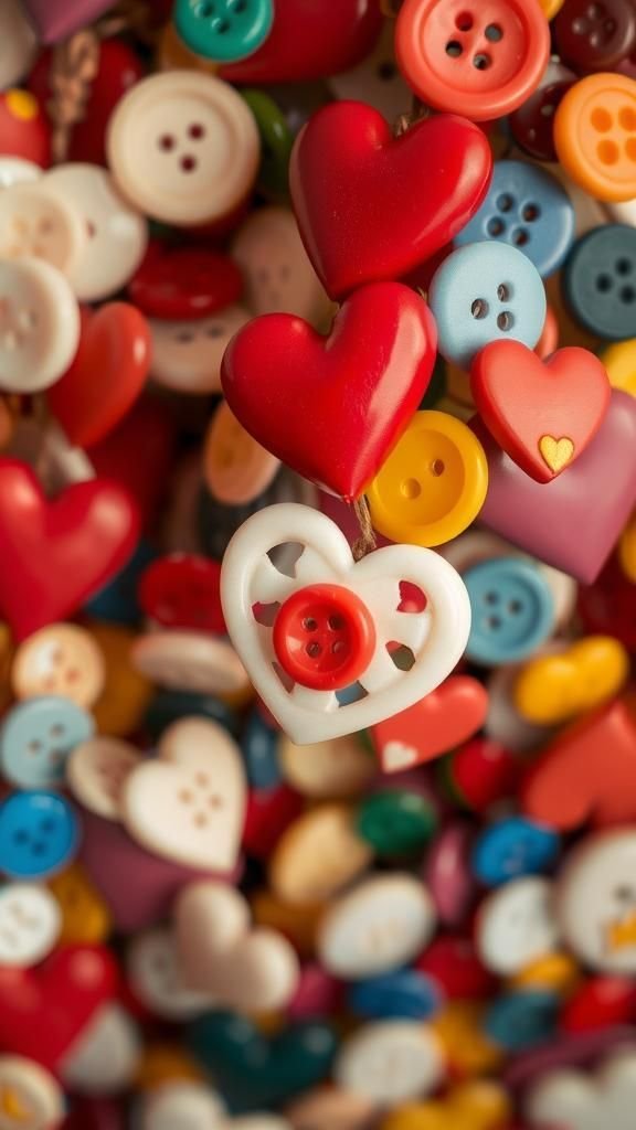 Button heart garland with nostalgic charm