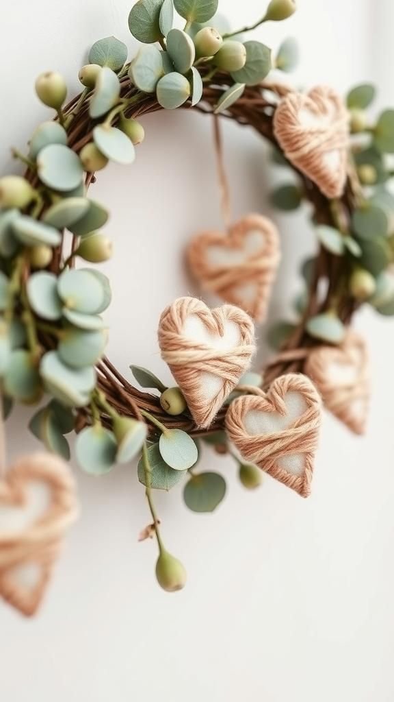 Mini wreath heart garland combining two motifs