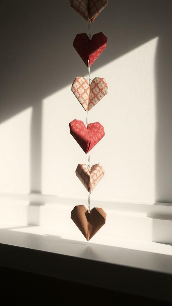 Origami heart chain for crisp, geometric beauty