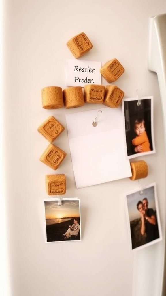 A set of cork magnets for the kitchen door