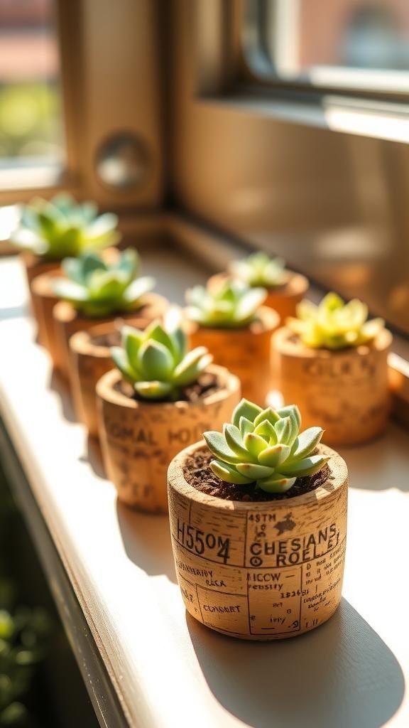 Tiny planters with a corky charm