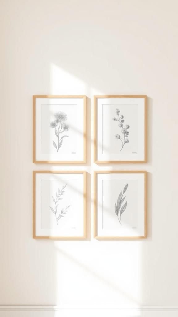 Framed seasonal prints with simple Dollar Tree frames