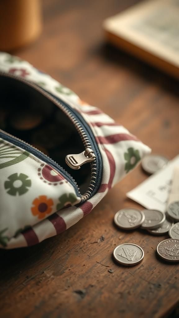 Coin purse with zipper from leftover bits