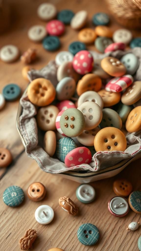 Covered buttons for old sweaters and quilts