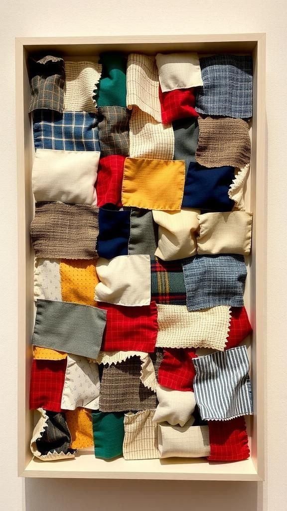 Textile wall mosaic for quiet color play