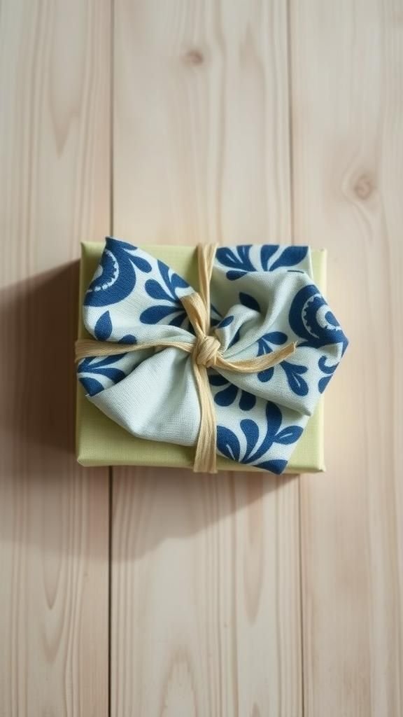 Furoshiki-style cloth wrap with knot details
