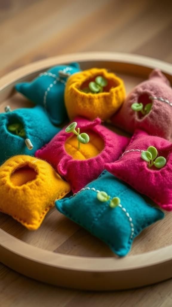 Felt seed pouches for soft little nests