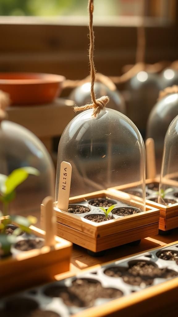 Popsicle stick mini cloches and warm rows