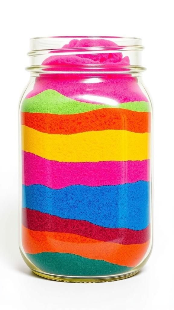 Layered sand art keepsake with tactile bands of color