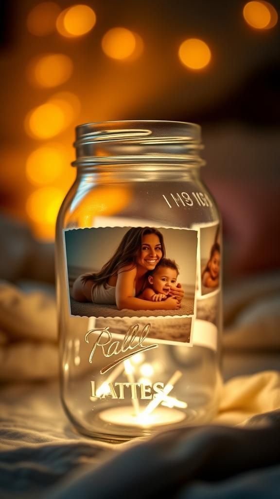 Photo luminary jar that glows with translucent images