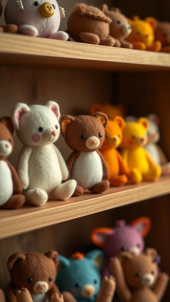 Button-eyed felt plushies with rounded charm