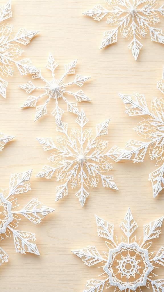 Lace-inspired snowflakes with intricate filigree patterns