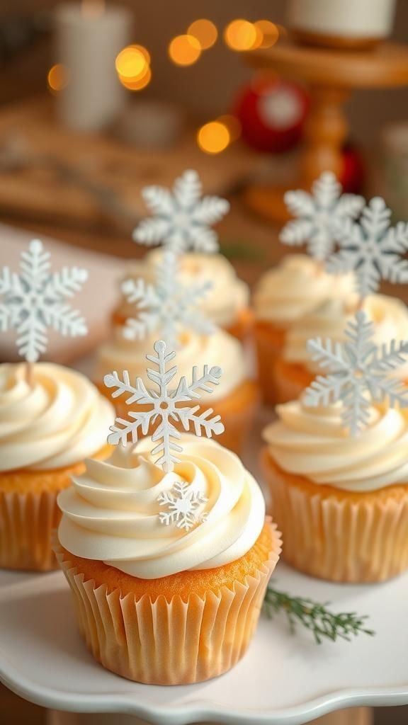 Mini snowflake cupcake toppers for festive baking