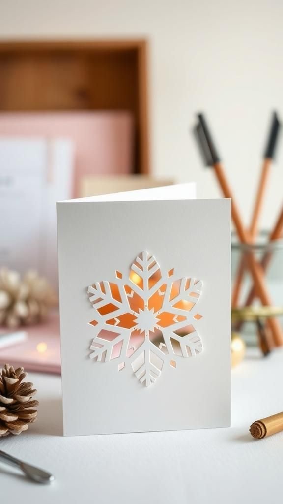 Snowflake cards with delicate cutout fronts