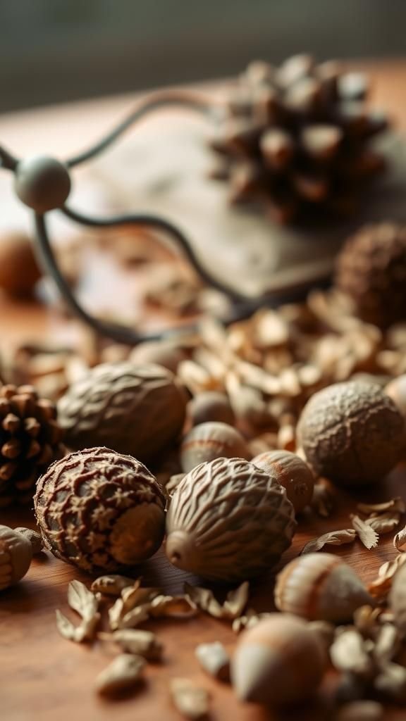 Acorn and pinecone scatter to add texture