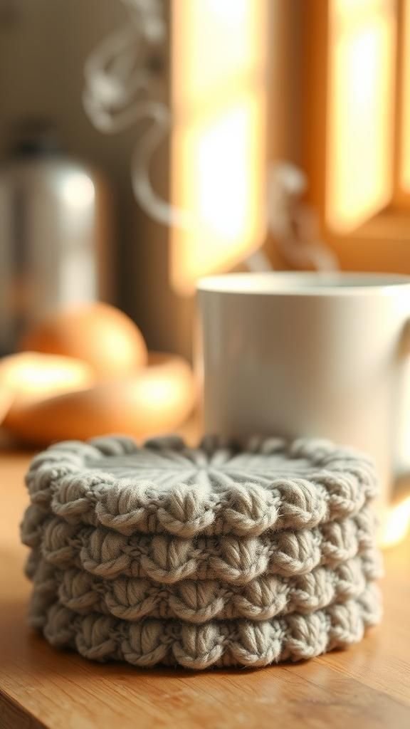 Cable-knit coasters that soak up winter spills
