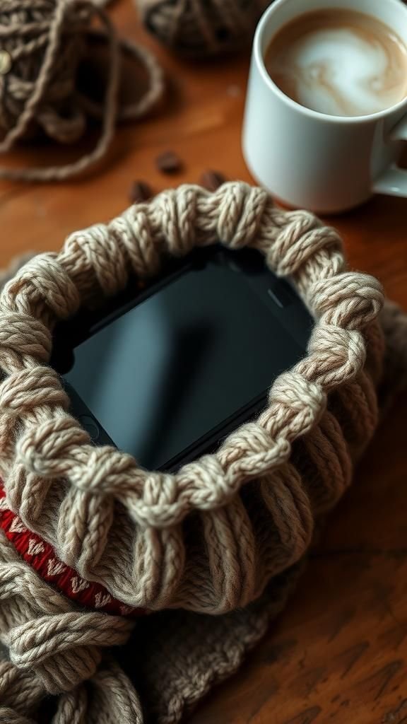 Phone cozy with a soft, pillowy interior