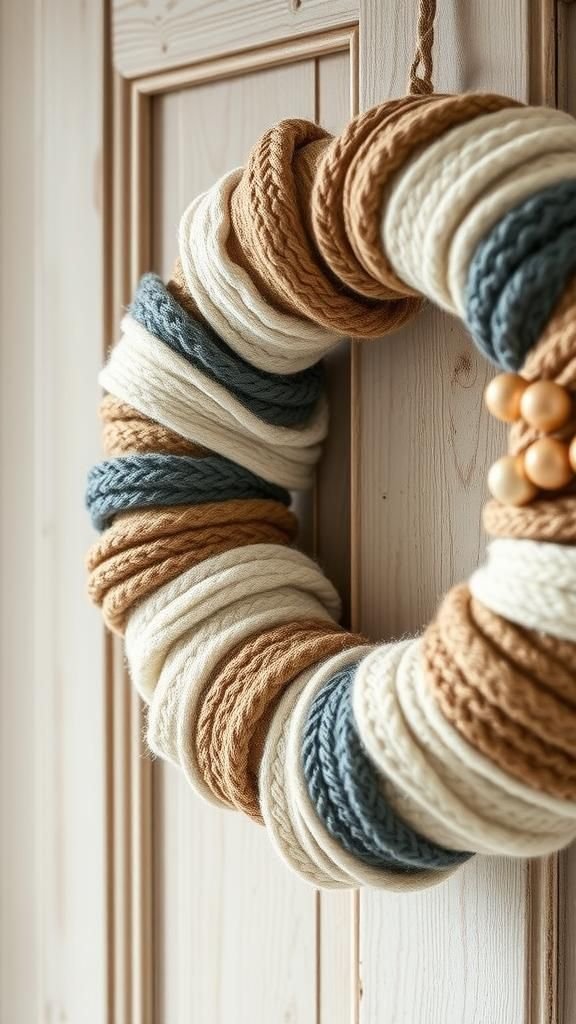 Wreath from sweater strips and soft stuffing