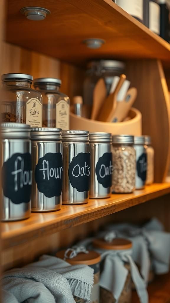 Chalkboard label cans for pantry organization