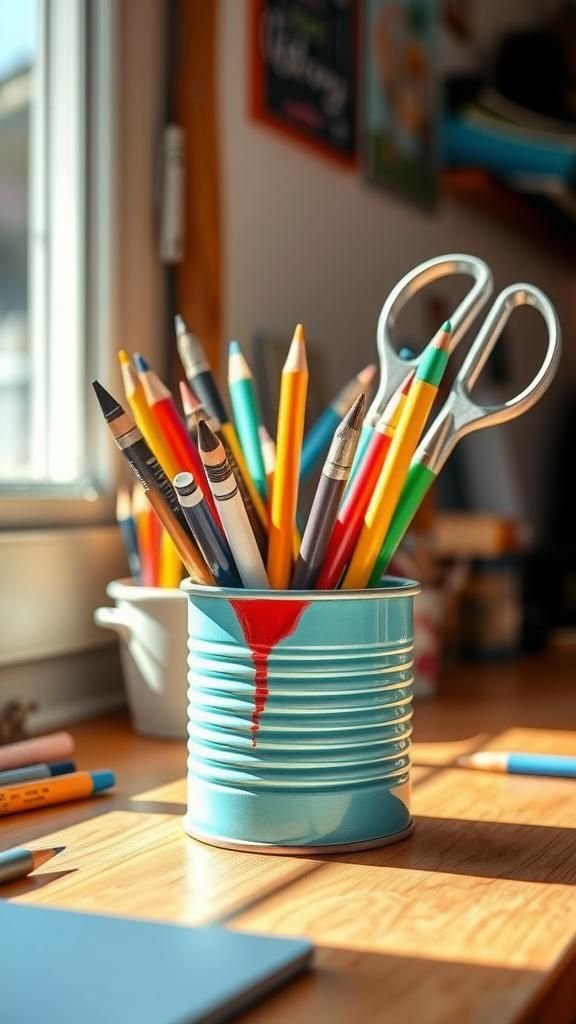 Desk organizer with a cheerful painted finish