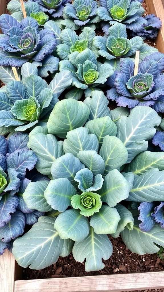 A vibrant patch of kale growing in a backyard garden.