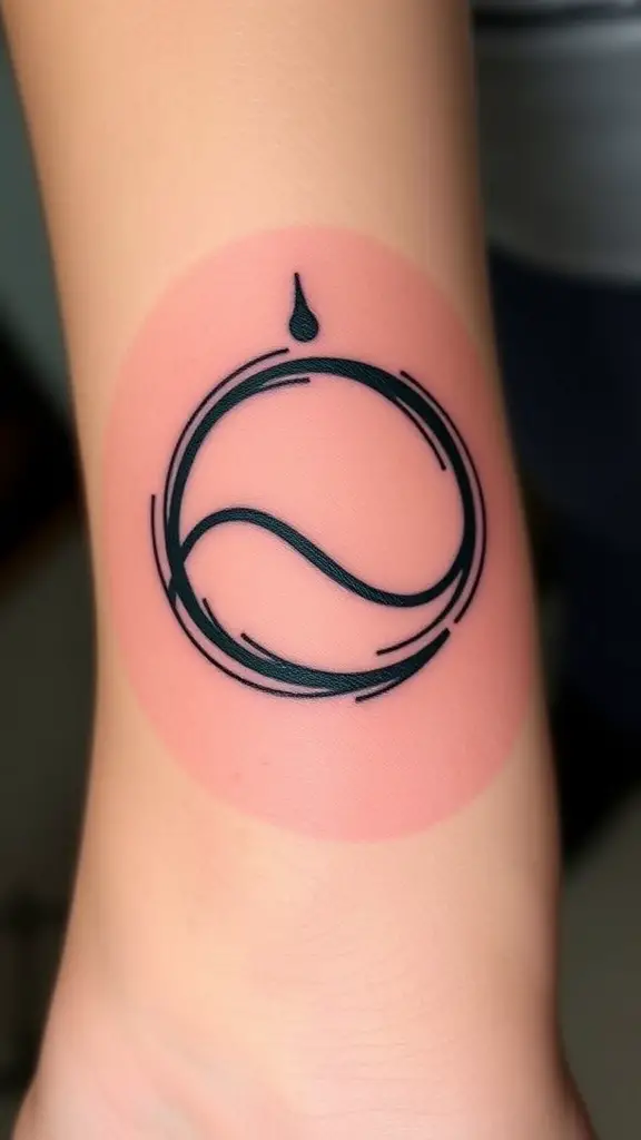Minimalist infinity circle tattoo on arm