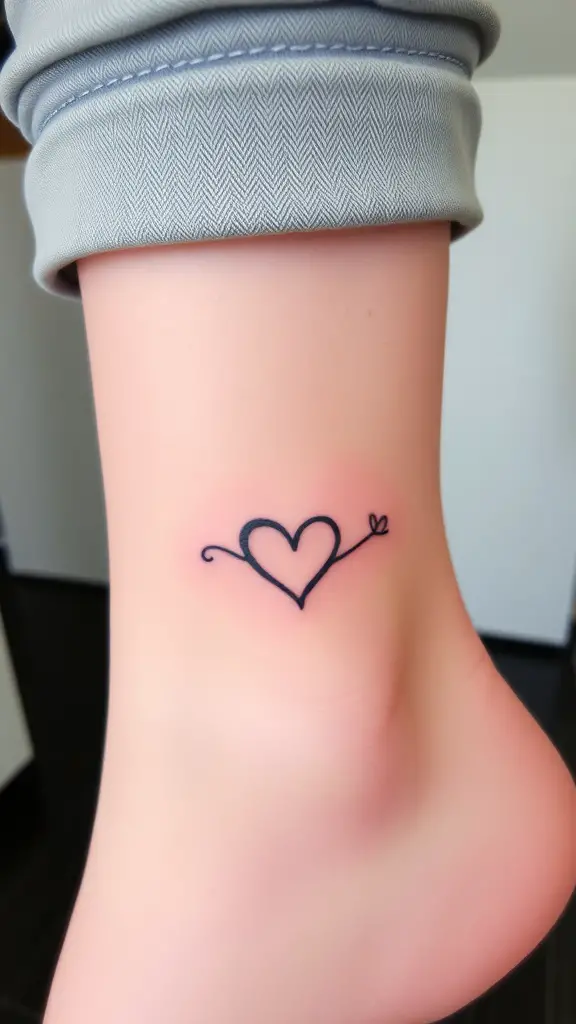 Tattoo of an infinity symbol with a heart on an ankle.
