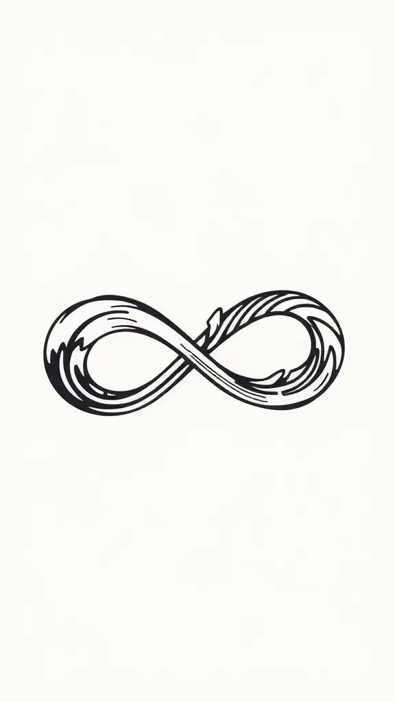 Minimalist tattoo of an infinity symbol with wave patterns.