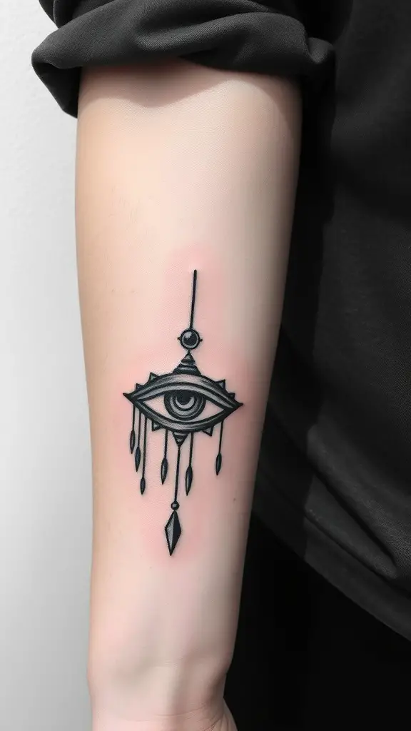 Minimalist Scorpio eye tattoo on the forearm