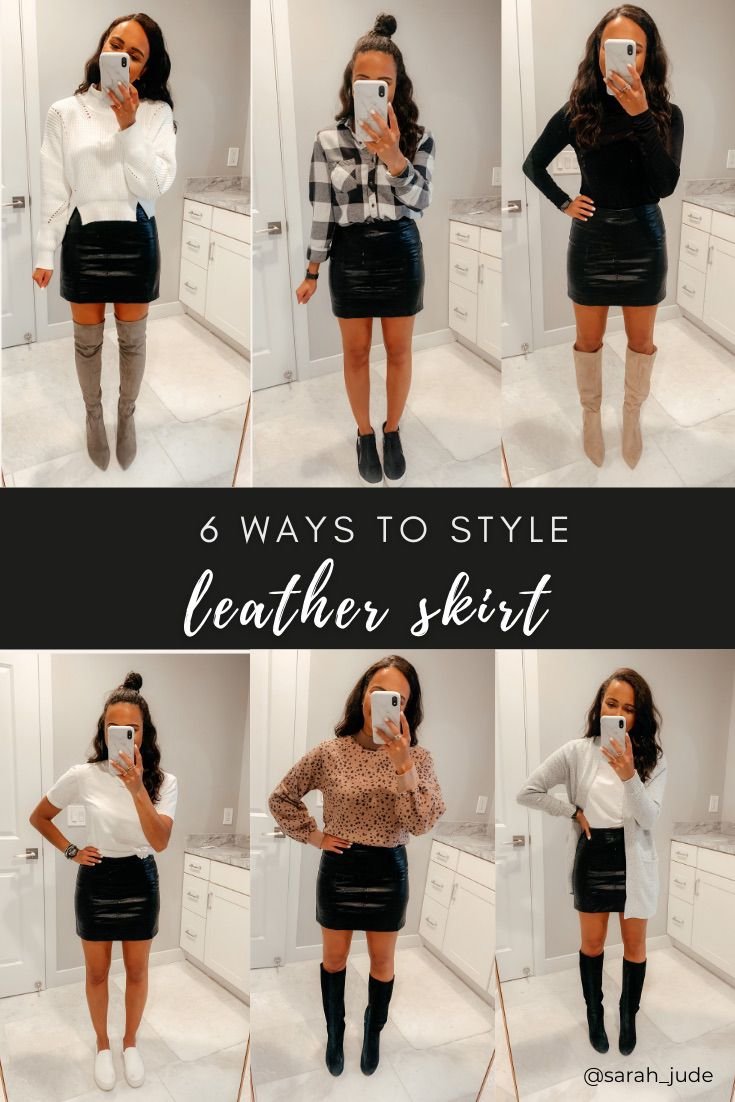 6 Ways To Style Leather Skirt 6 Ways To Style Leather Skirt - short leather skirt outfit