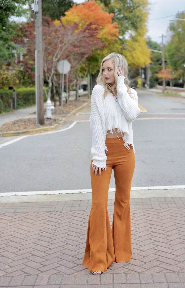 brown flare leggings outfit