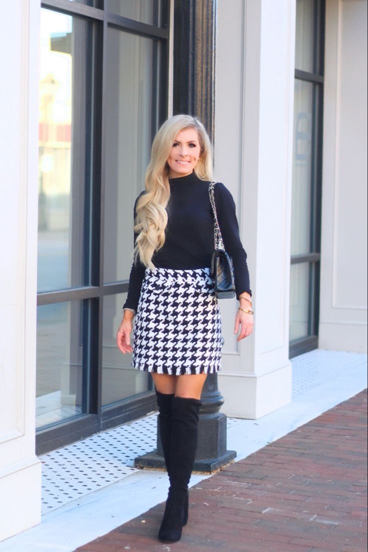 Houndstooth skirt styled Houndstooth skirt styled - houndstooth skirt outfit