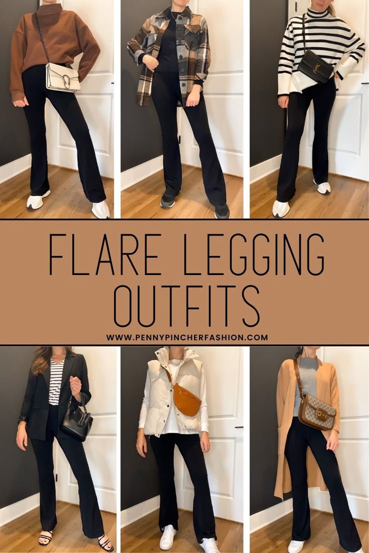 brown flare leggings outfit
