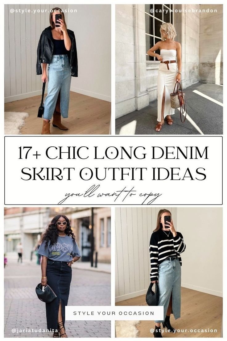 17+ Chic Long Denim Skirt Outfit Ideas for Fall, Winter, Spring and Summer | Women's Jeans 17+ Chic Long Denim Skirt Outfit Ideas for Fall, Winter, Spring and Summer | Women's Jeans - jean skirt outfits winter