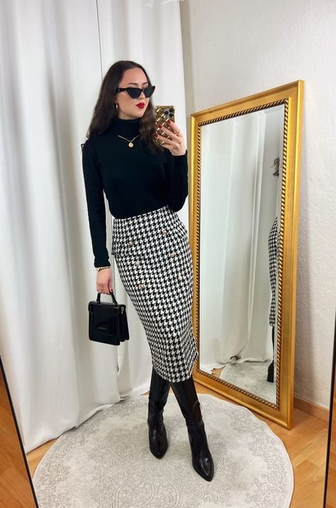 Houndstooth Skirt Outfit Winter Houndstooth Skirt Outfit Winter - houndstooth skirt outfit